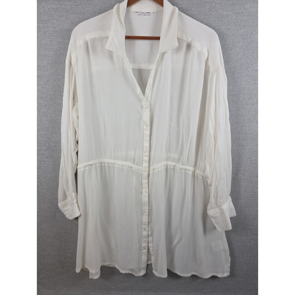 O'Neill Saltwater Solids Beach Cover Up M Shirt Dress Drawstring Cruiseâ Coastal